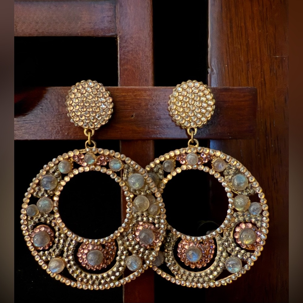 Roni Blanshay Swarovski Crystal and Moonstone Earrings